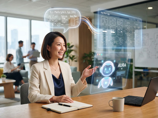 創業者白話對話與 AI 智能解析藍圖情境圖